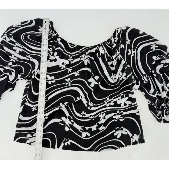 Joseph Ribkoff Chiffon Art To Wear Floral Ruffled Sleeve Blouse Sz 10 Preppy - Picture 8 of 9